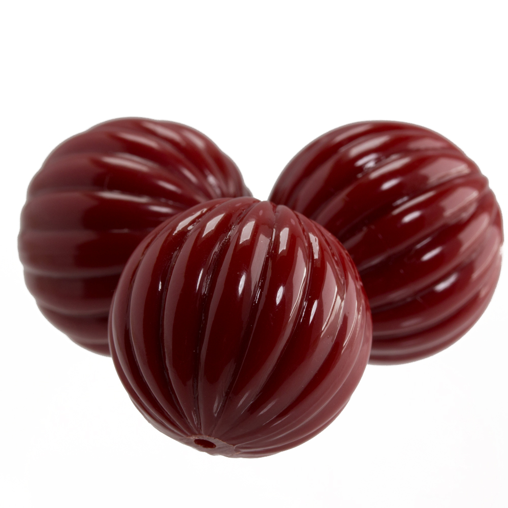 14mm grooved Round  Beads in blood red