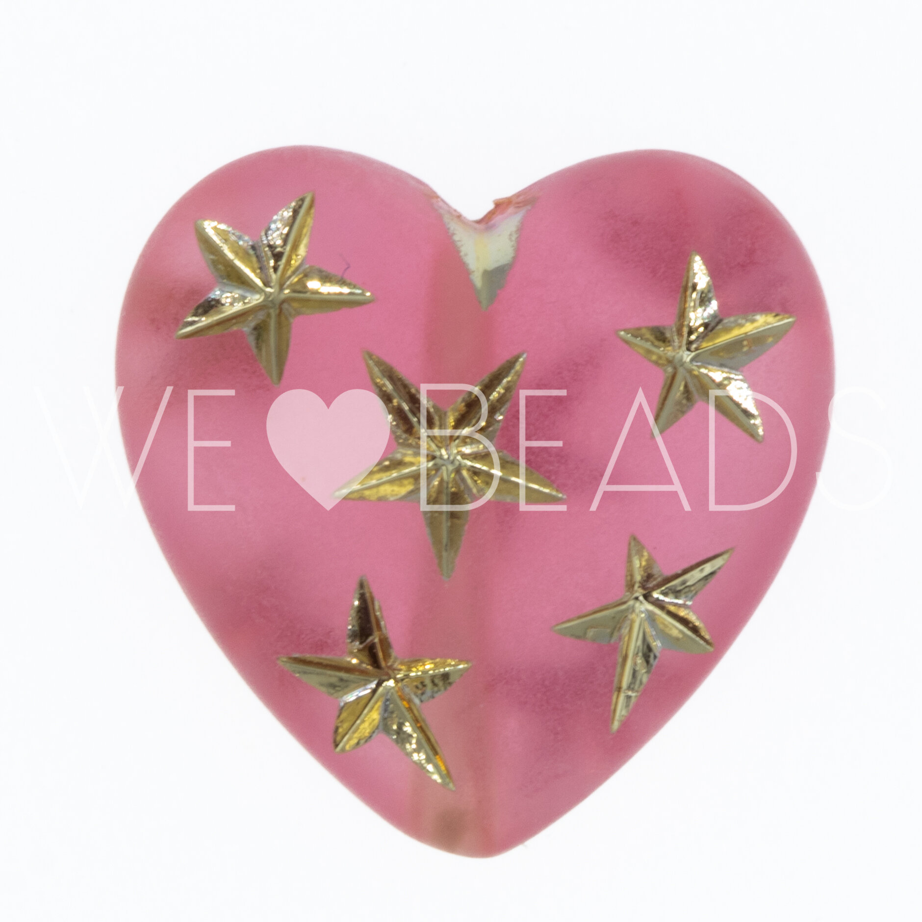 14mm Herz-Perle in Rosa Transparent, Matt