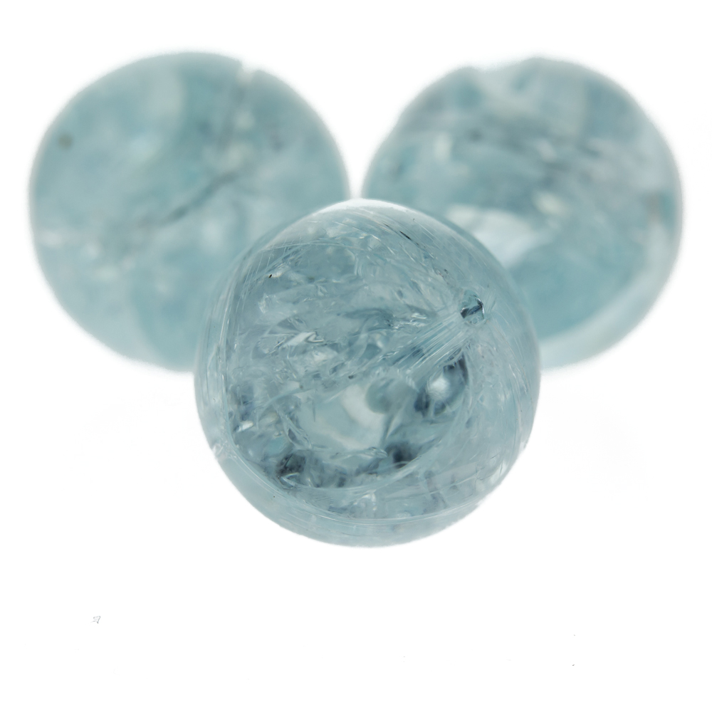16mm Roundbead in Ice Aquamarine Crash