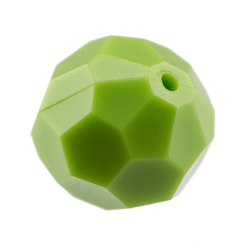 14mm  facettierte Rundperle in  papageigrün Satt