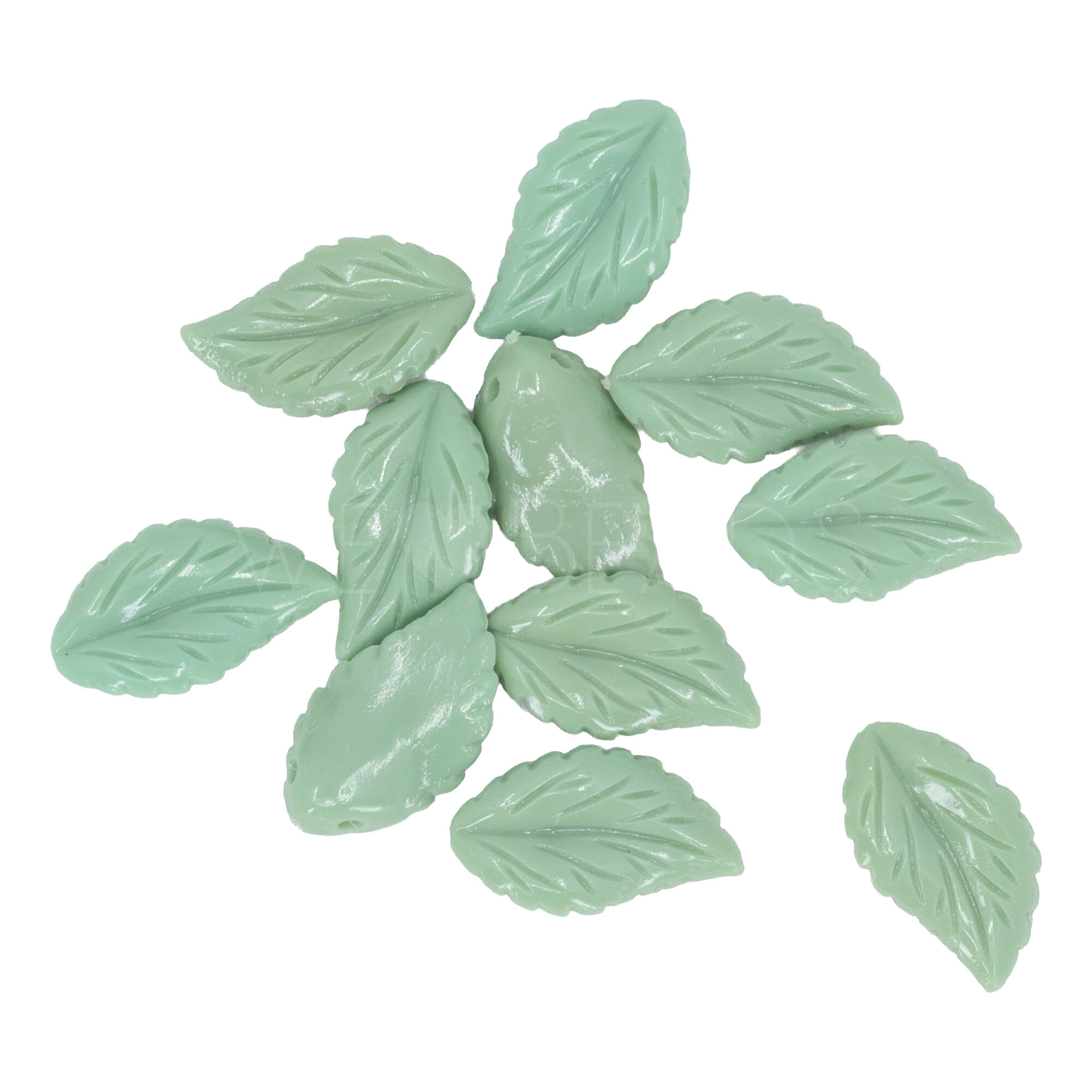 15mm Blatt Perle in mistel grün