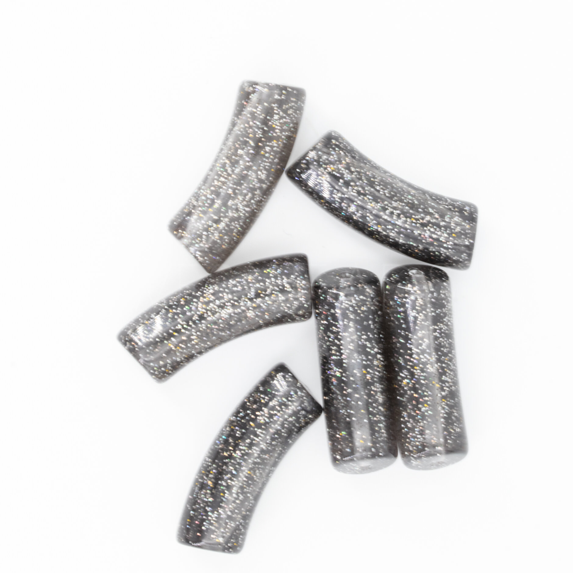 30x10 Perle Röhrchen in glitzer schwarz