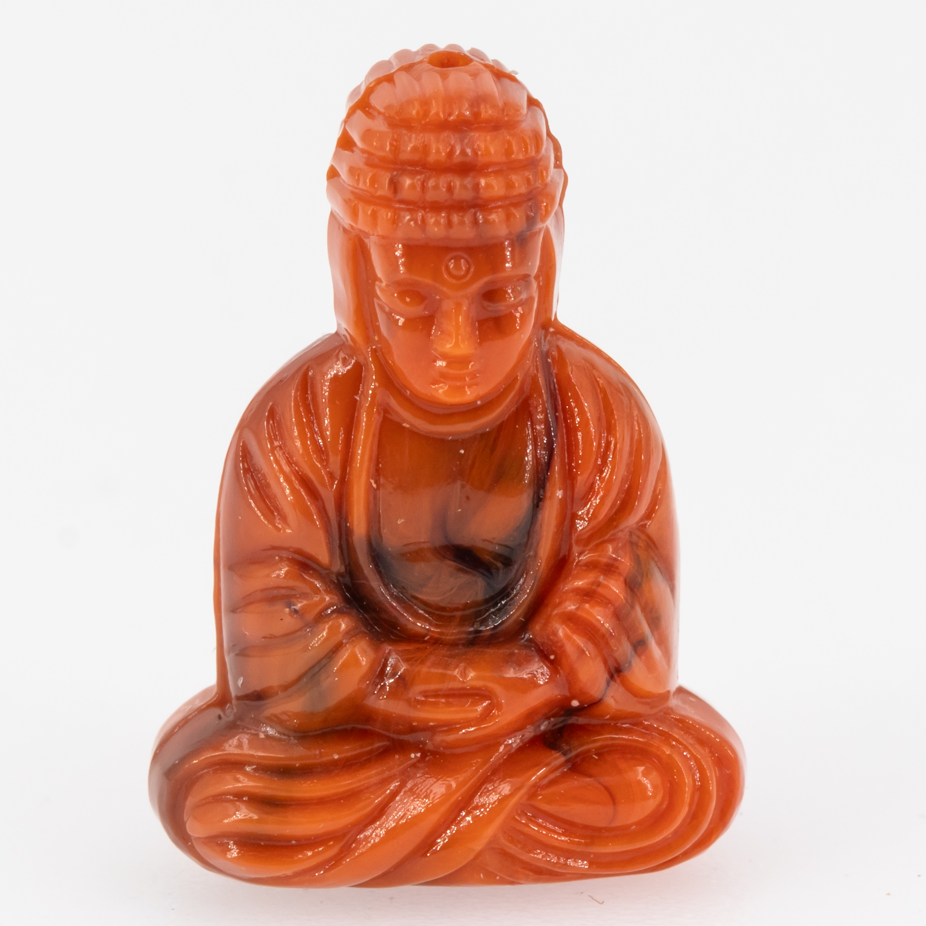 25x18 Buddha-Perle sitzend in coralle Marmor