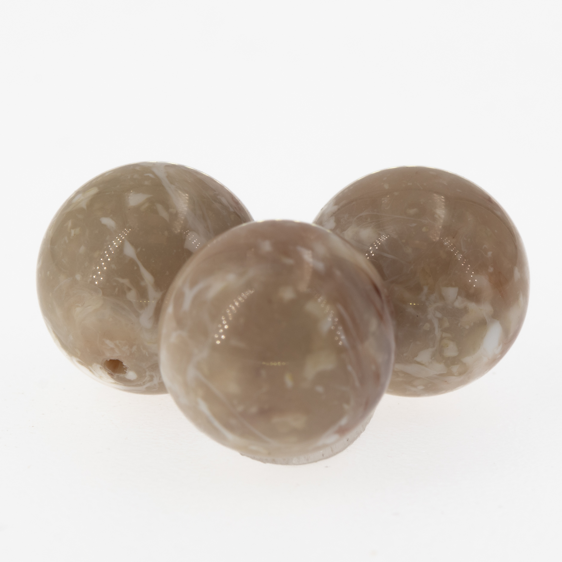 10mm Rundperle in  sesam beige Marmor