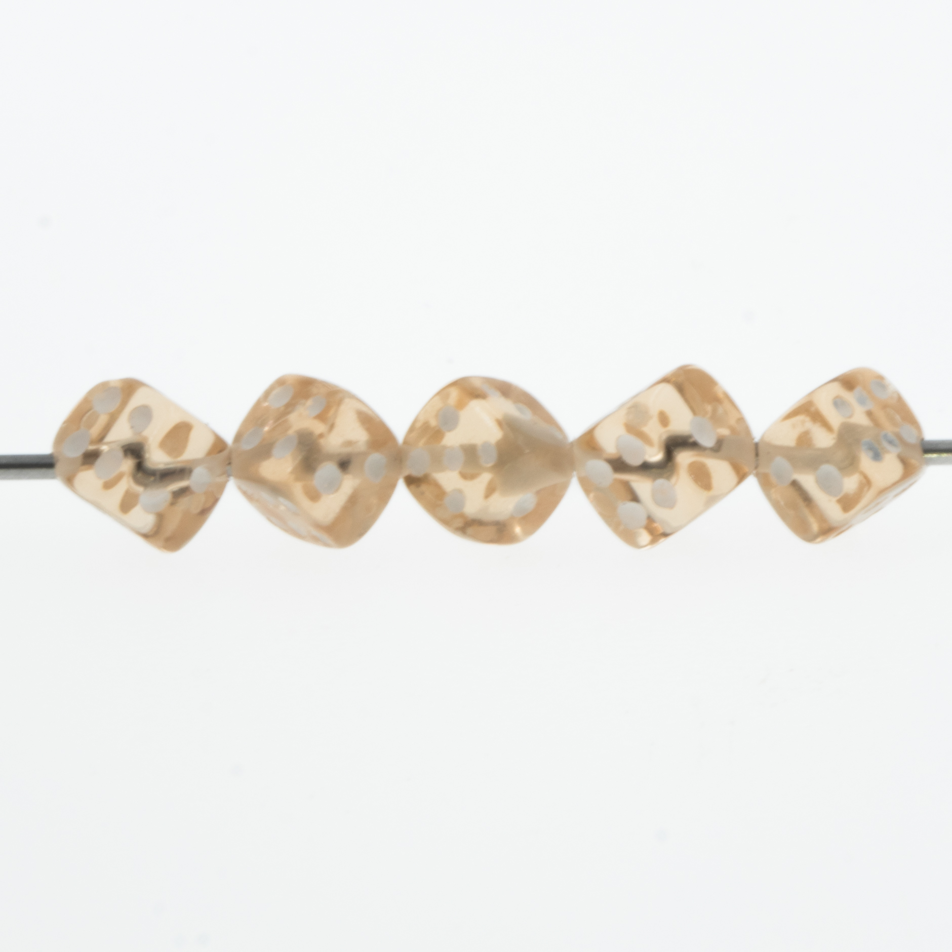  5mm Dice bead - camel brown / white Translucent, in
