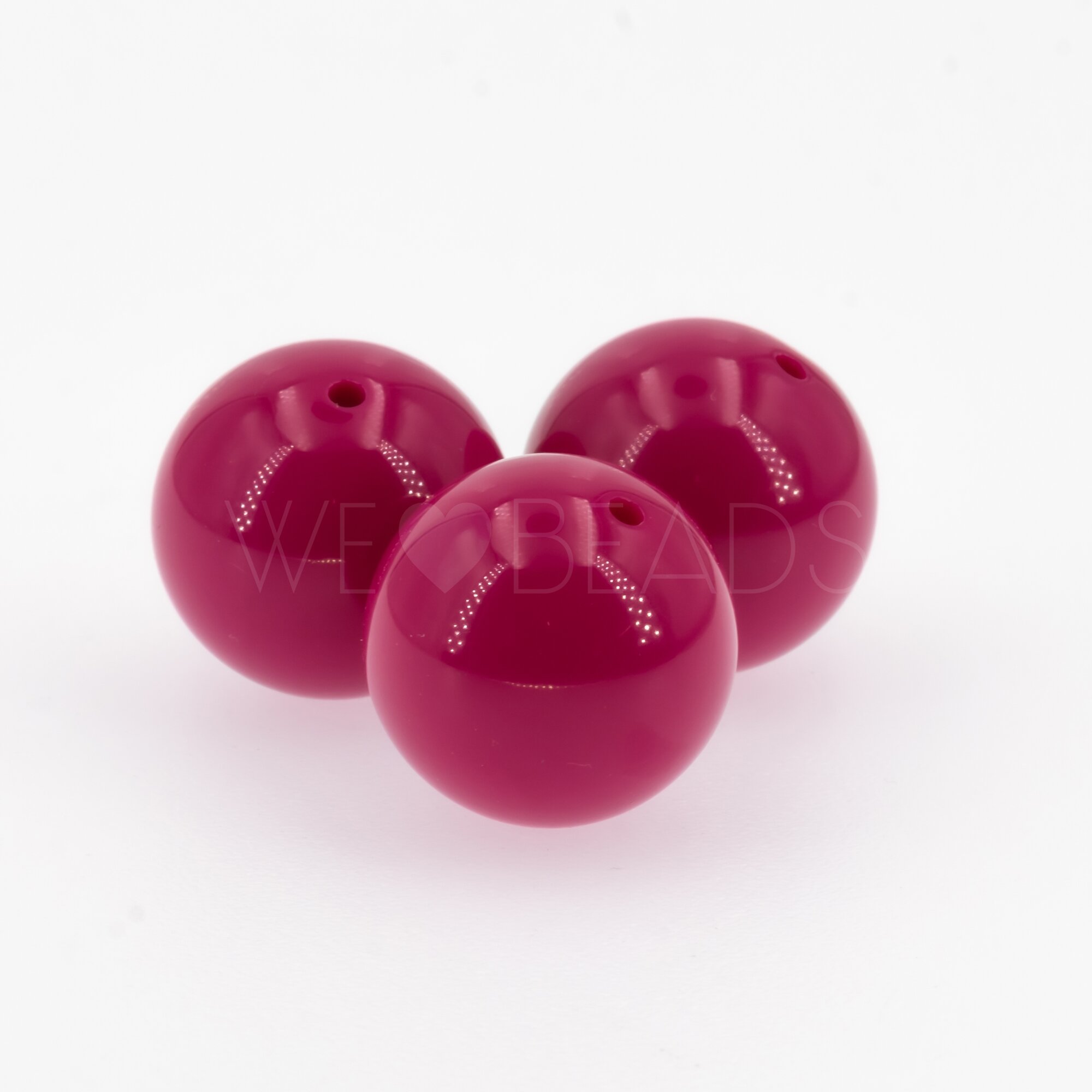 18mm Rundperle in  Fuchsia lila Satt