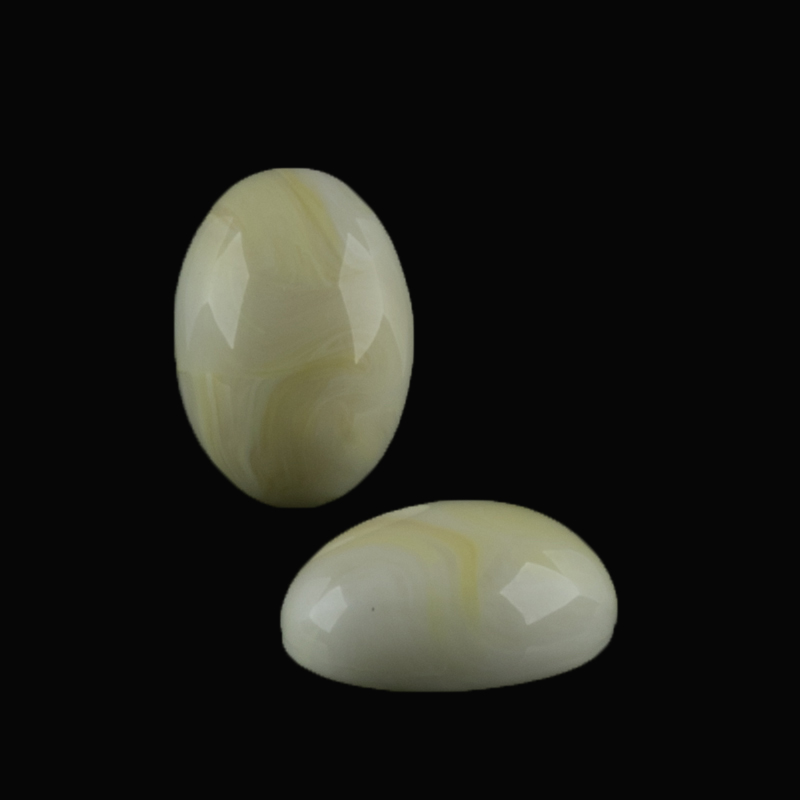 14x10 Oval Cabochon  - ivory Marbled,
