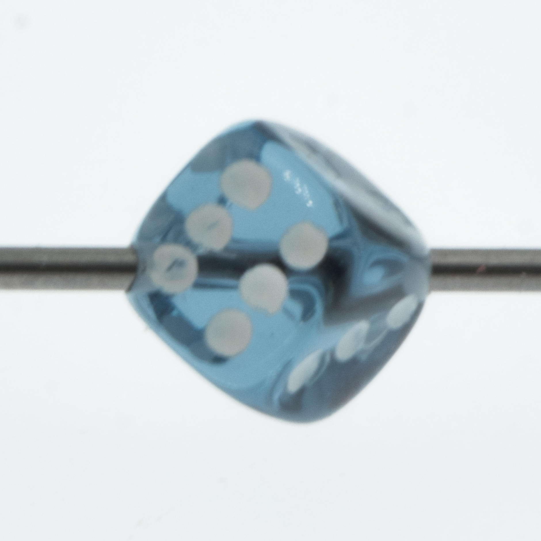 5mm Dice bead - petrol / white Translucent, in