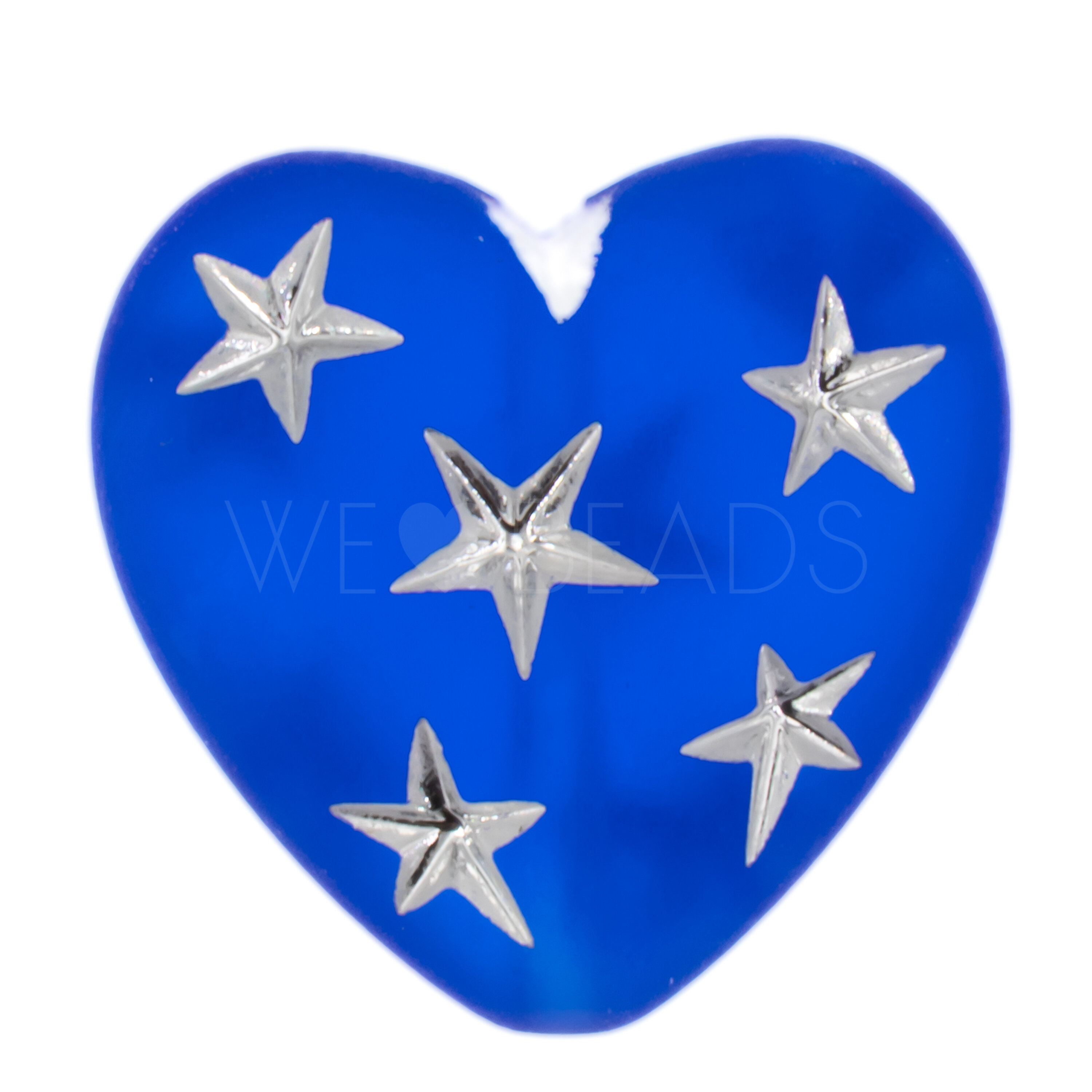 14mm Herz-Perle in blau - silber Transparent, Matt, 2-Farbig