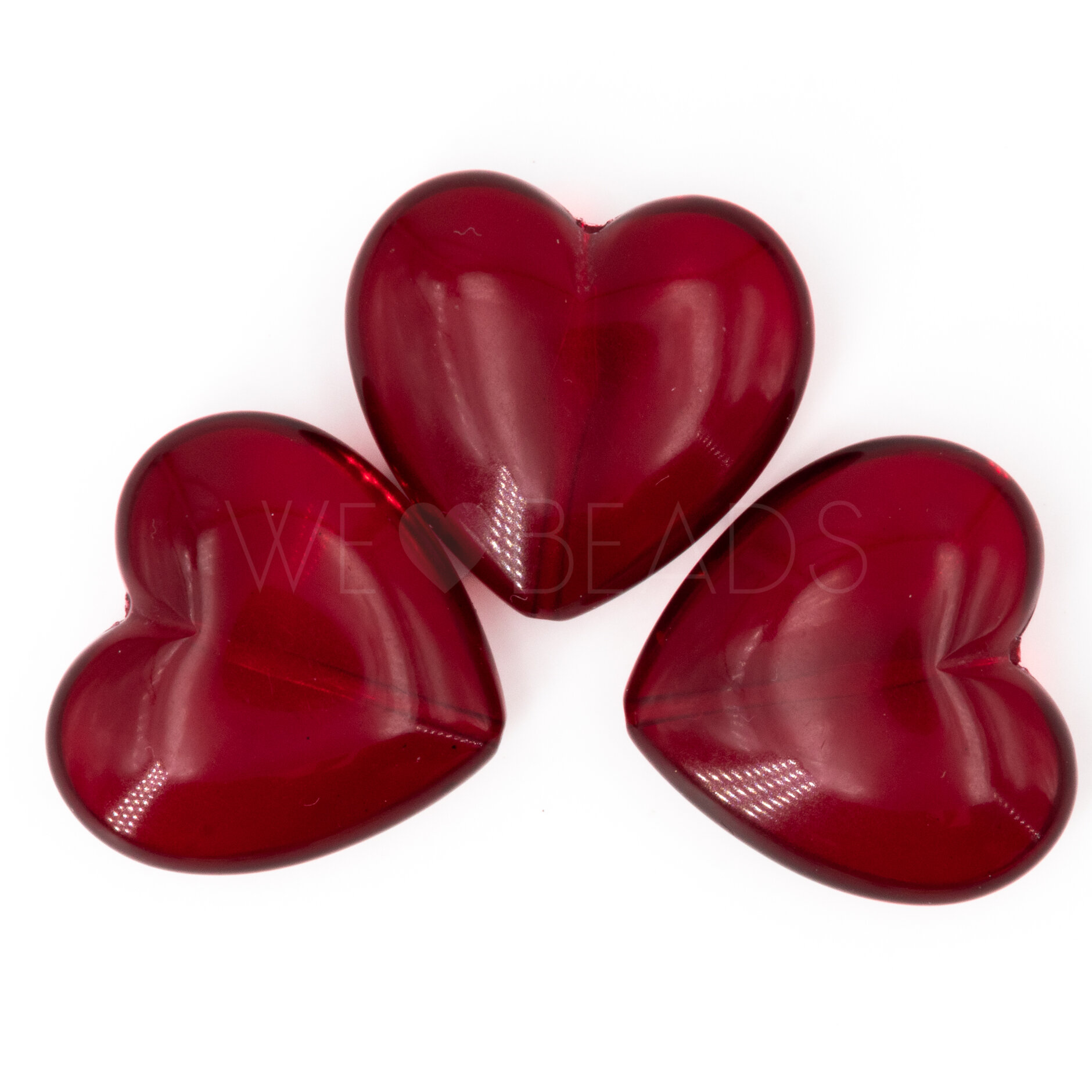 28mm Herz-Perle in rot Transparent