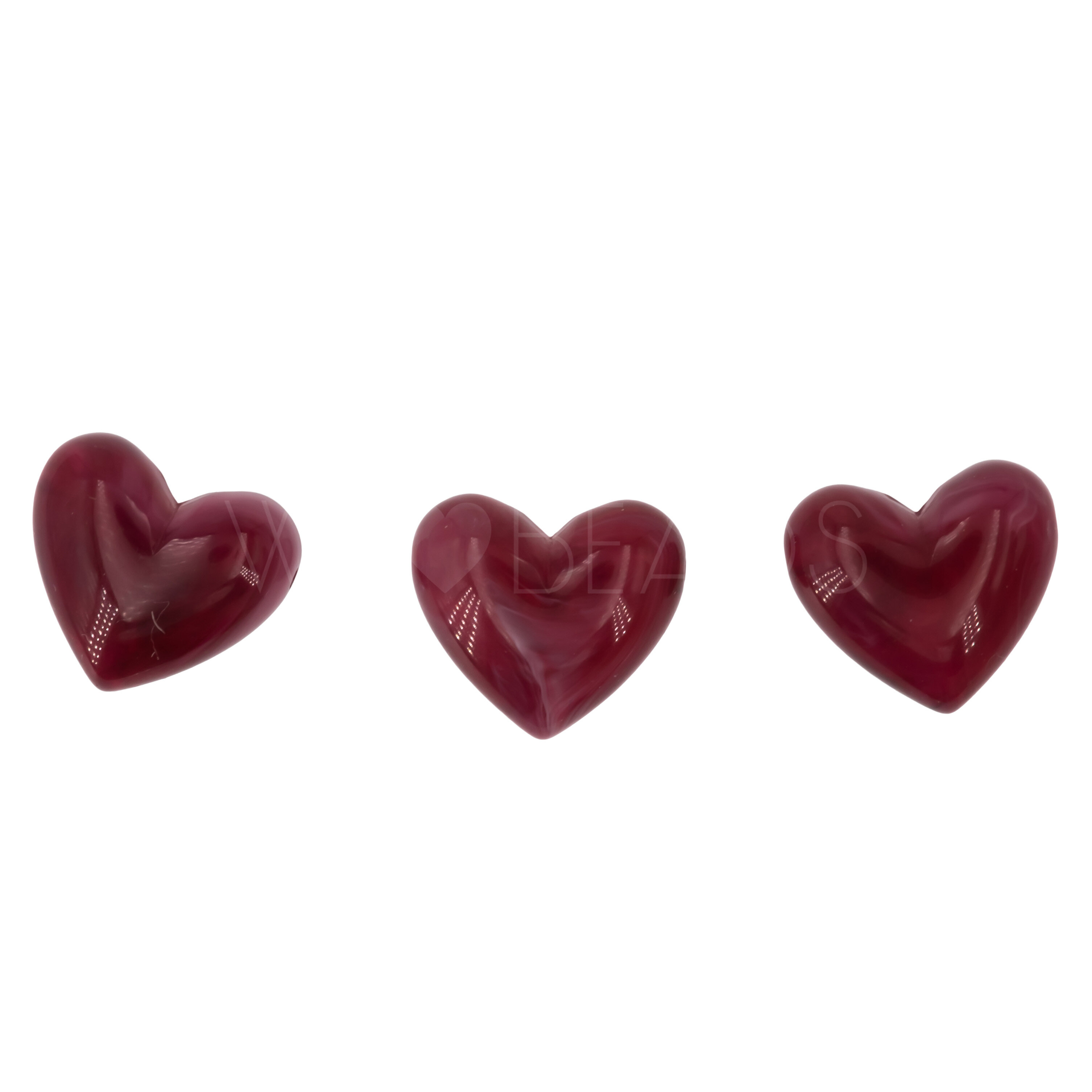 15mm Heart Beads in red