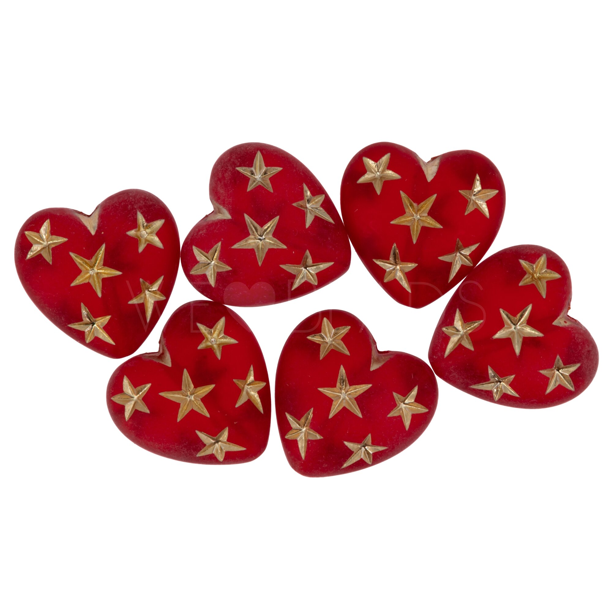 14mm Herz-Perle in rot - gold Transparent