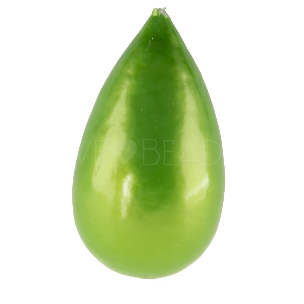 40x23 drop Paper-Mache Bead in greenery