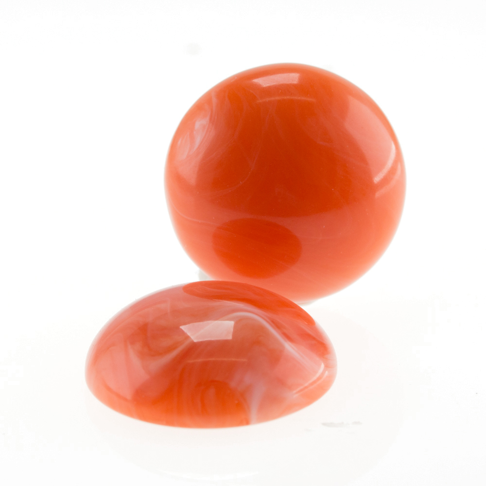 10mm Cabochon oval - flamingo rot Marmor