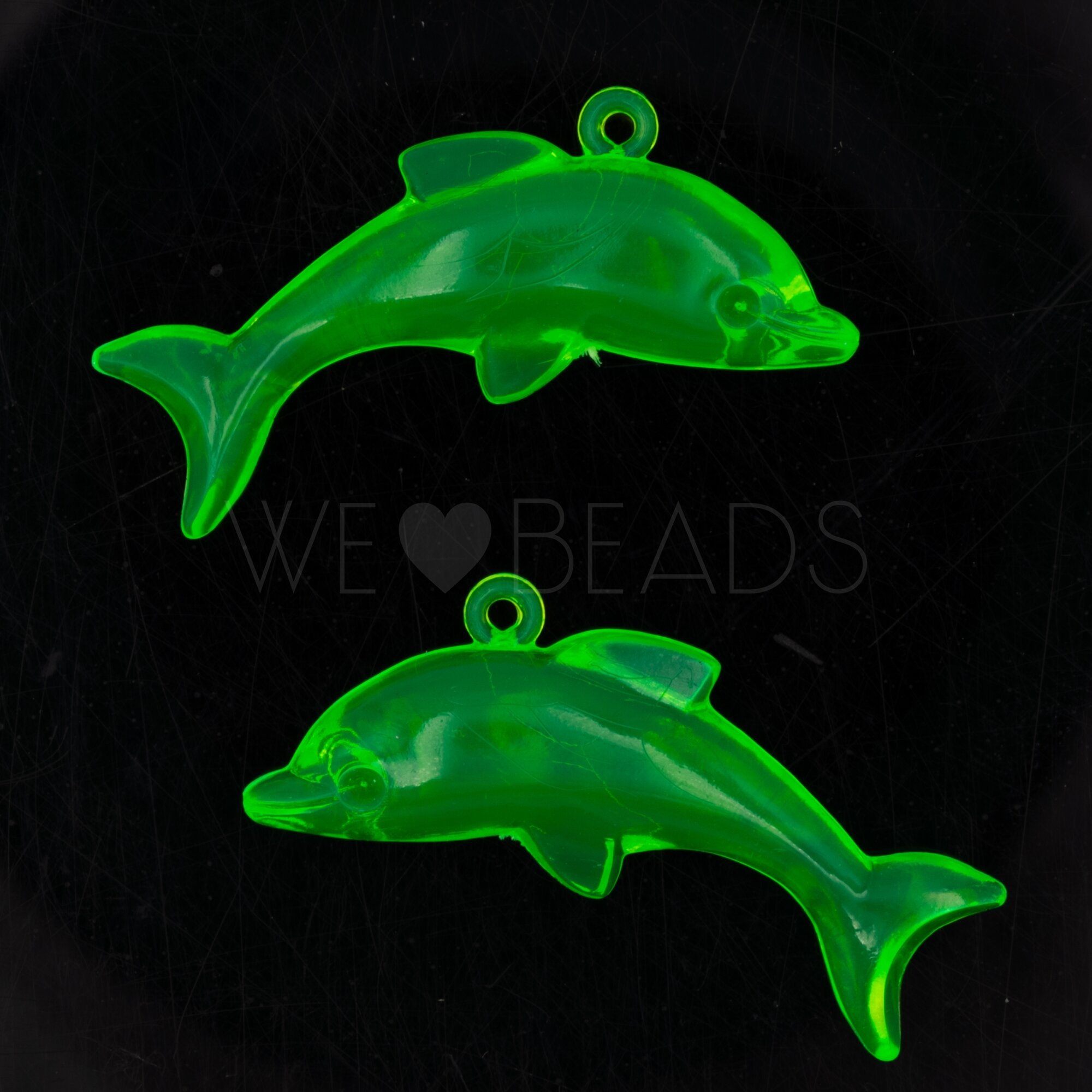 Transparent 36x15 delfin Anhänger in neon grün