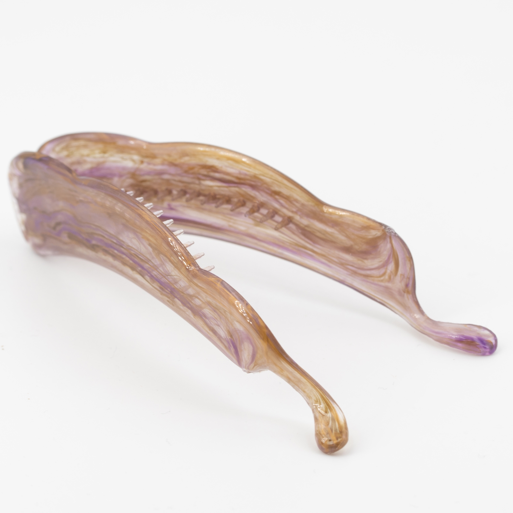 10cm Bananenspange in violett gold Marmor, Seide, Transparent, medium