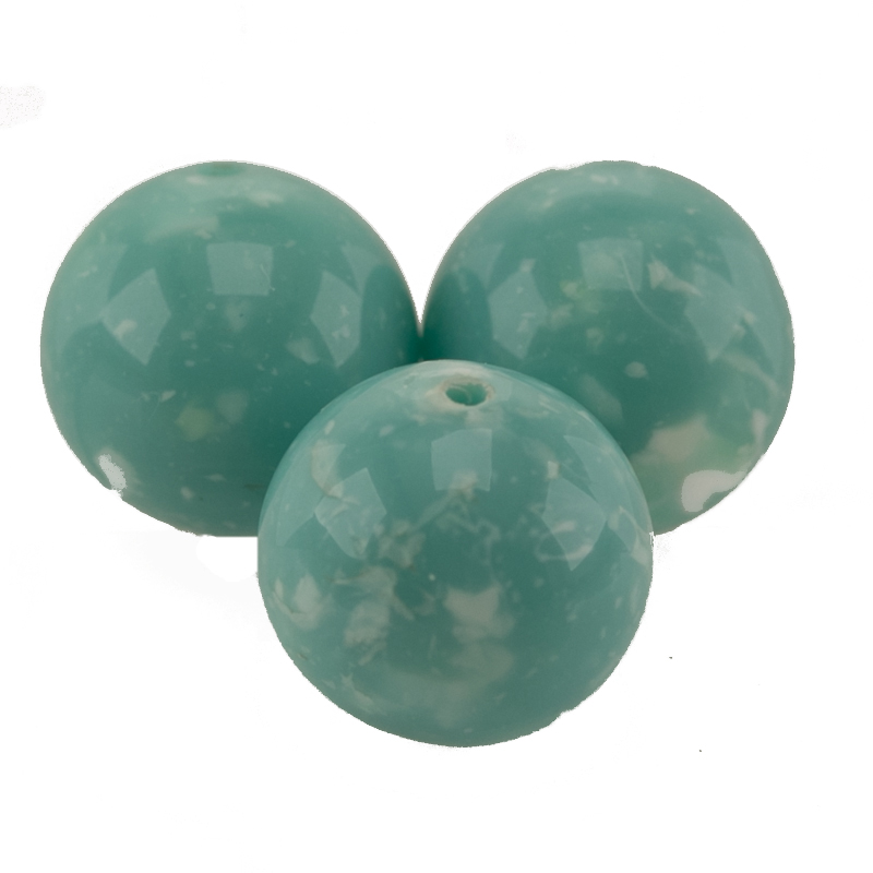 10mm Rundperle in  himmelblau / Weiß en punkten Marmor