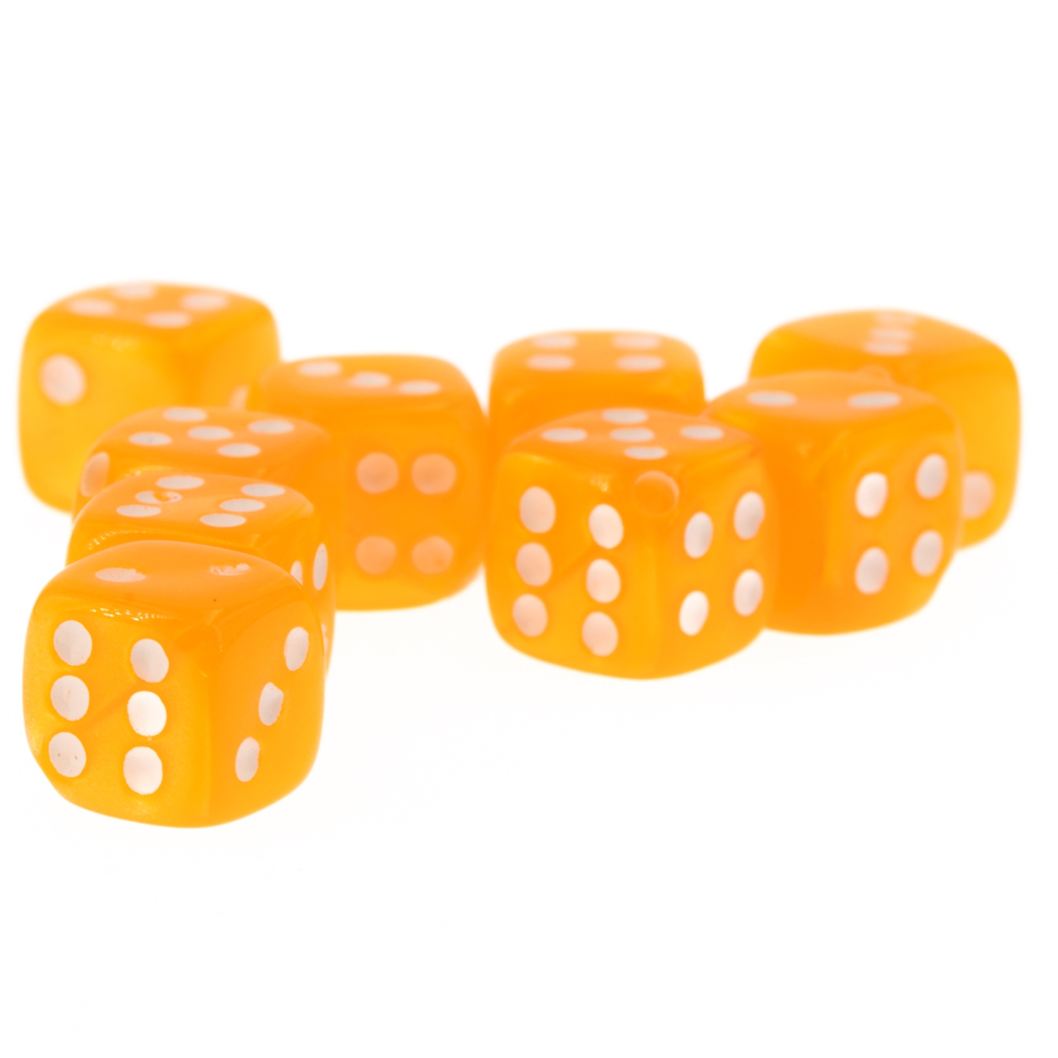 5mm Dice bead - orange / white Silk, in
