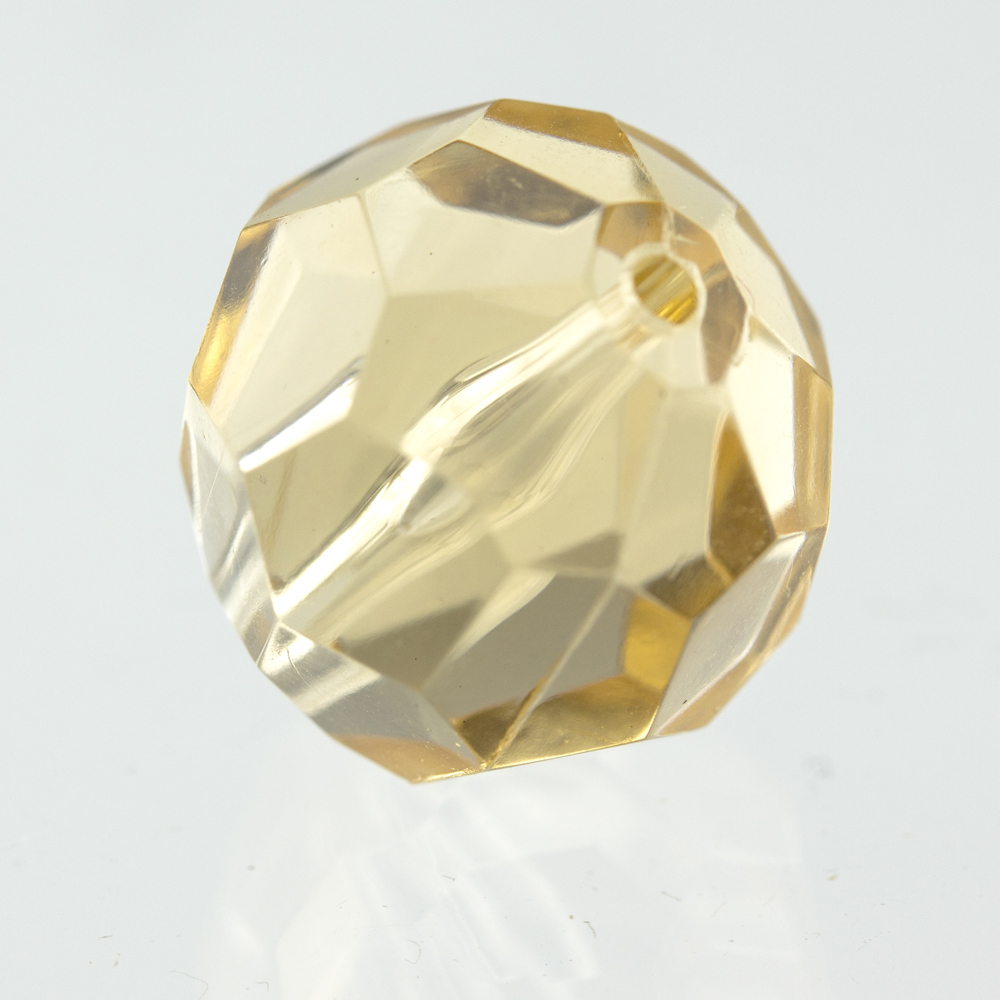 14mm  facettierte Rundperle in  beige aprikose Transparent