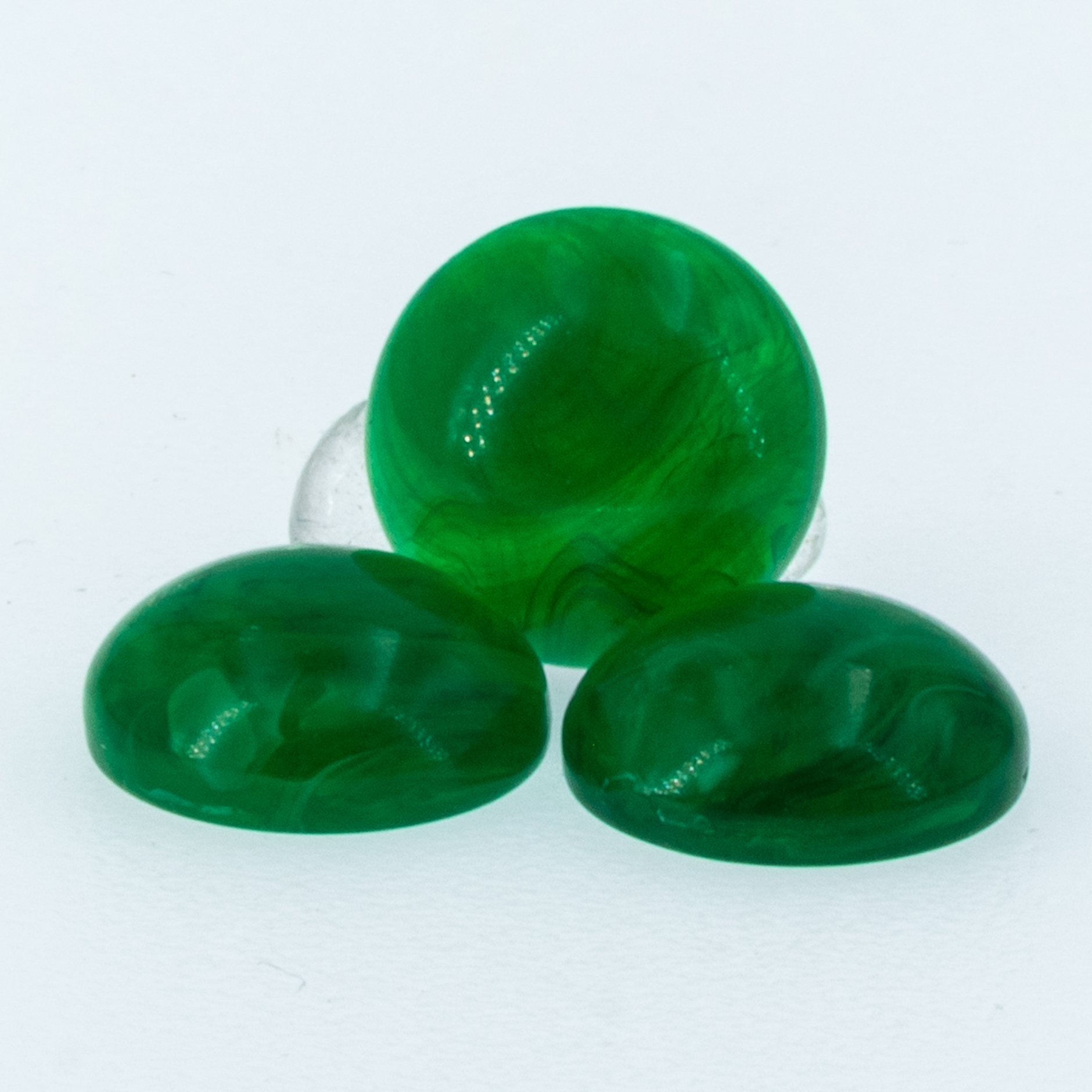 10mm Cabochon oval - grün  Marmor