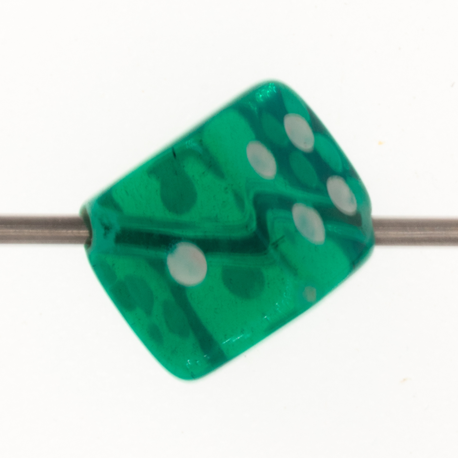  5mm Dice bead - green / white Translucent, in