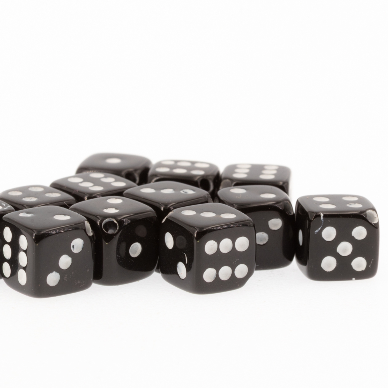  5mm Dice bead - black Opaque, in