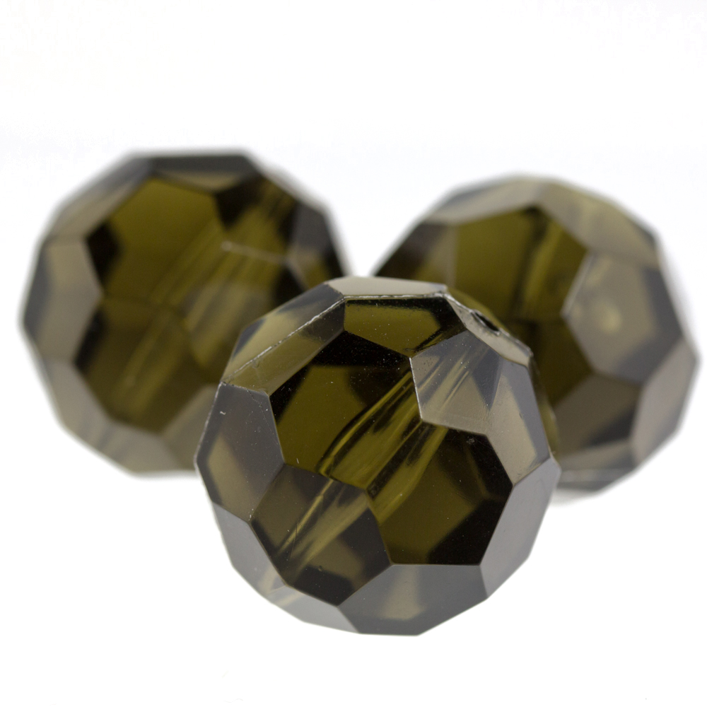 18mm  facettierte Rundperle in  dunkeles olivegrün Transparent