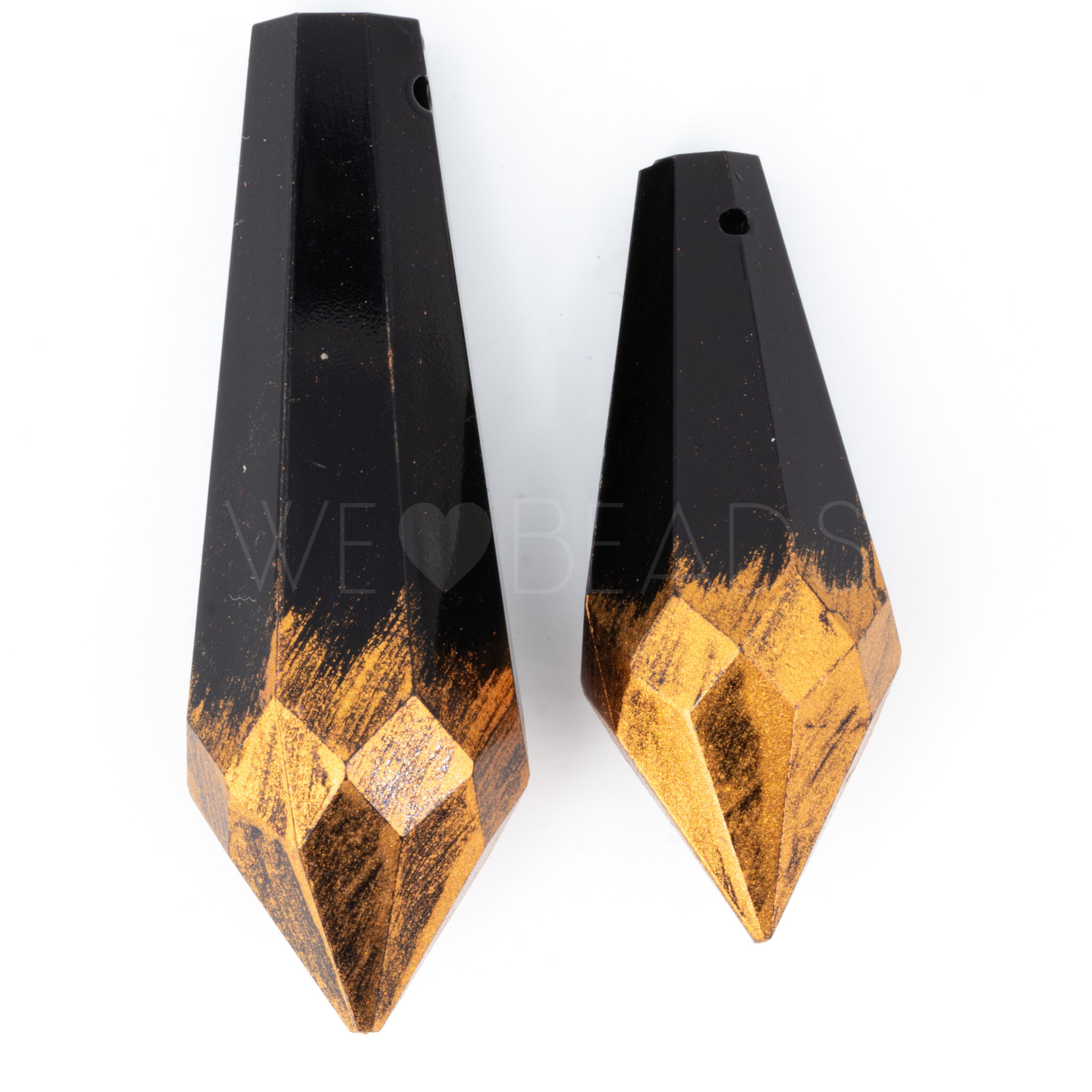 50x20 Tropfen Anhänger in schwarz-kupfer handbemahlt