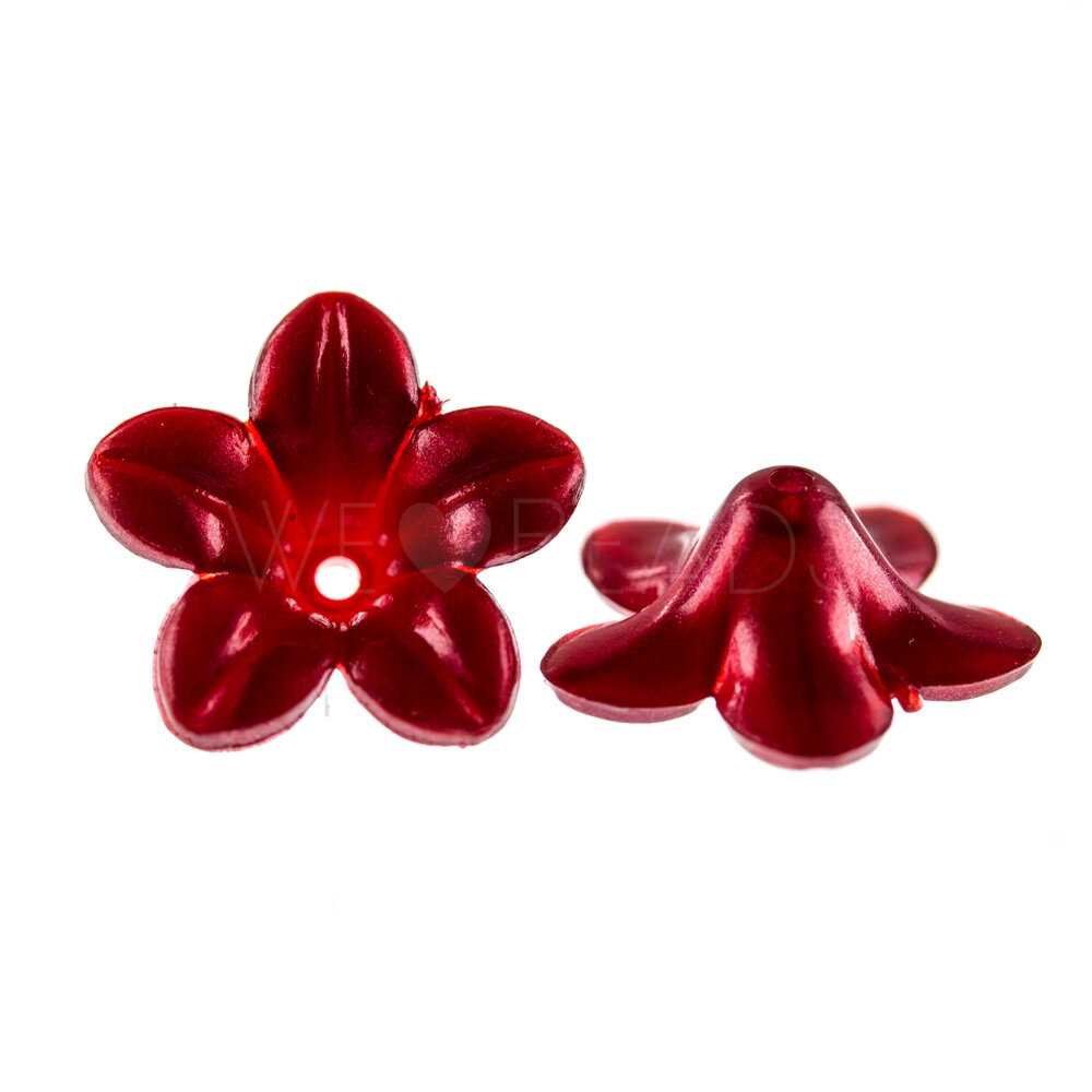 14mm Flower Beads in chrysanthemum red