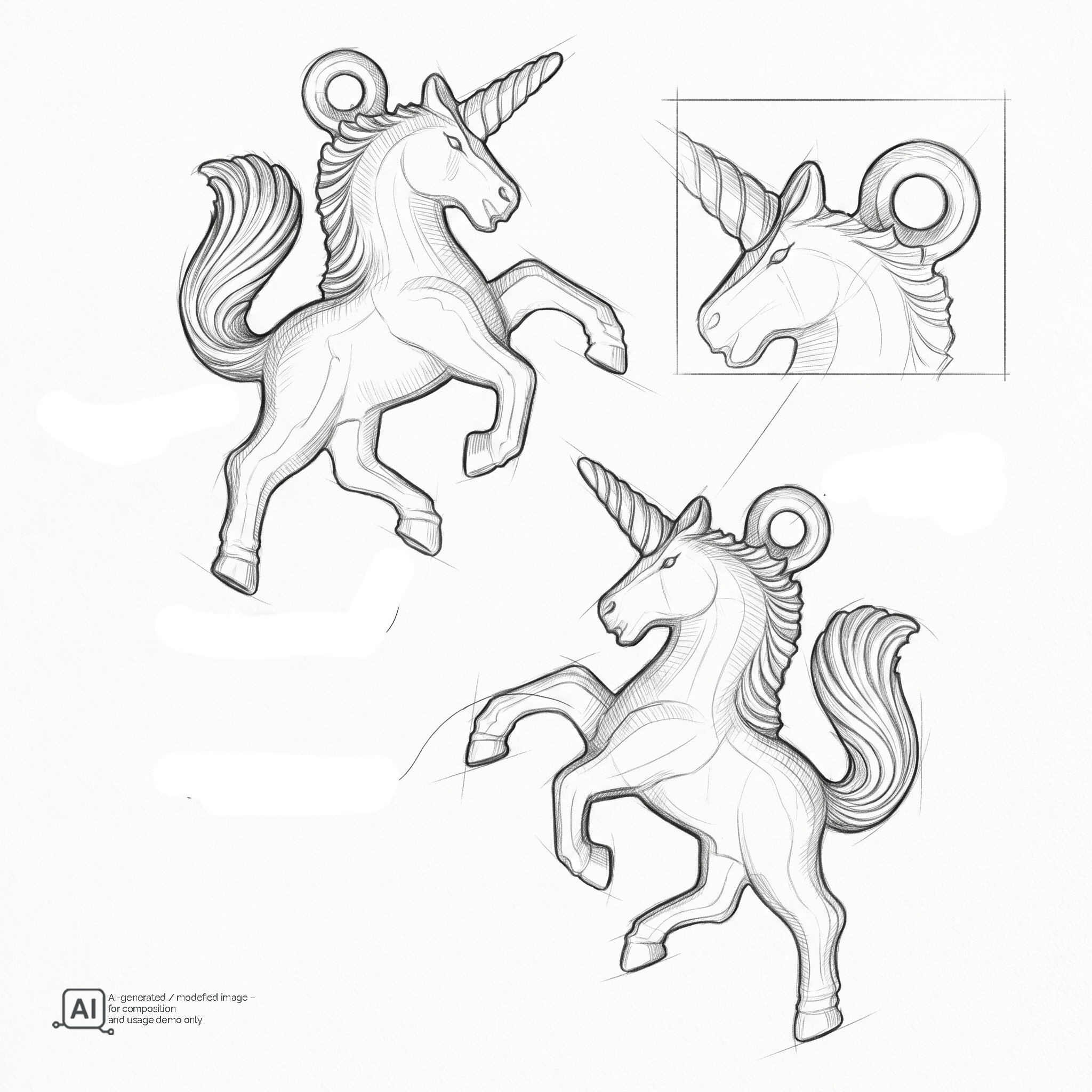 45x36 Einhorn Anhänger in Kristall