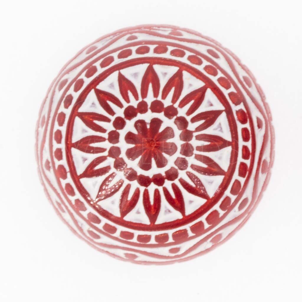 12mm Mosaik  Cabochon Rund in rot / weiss