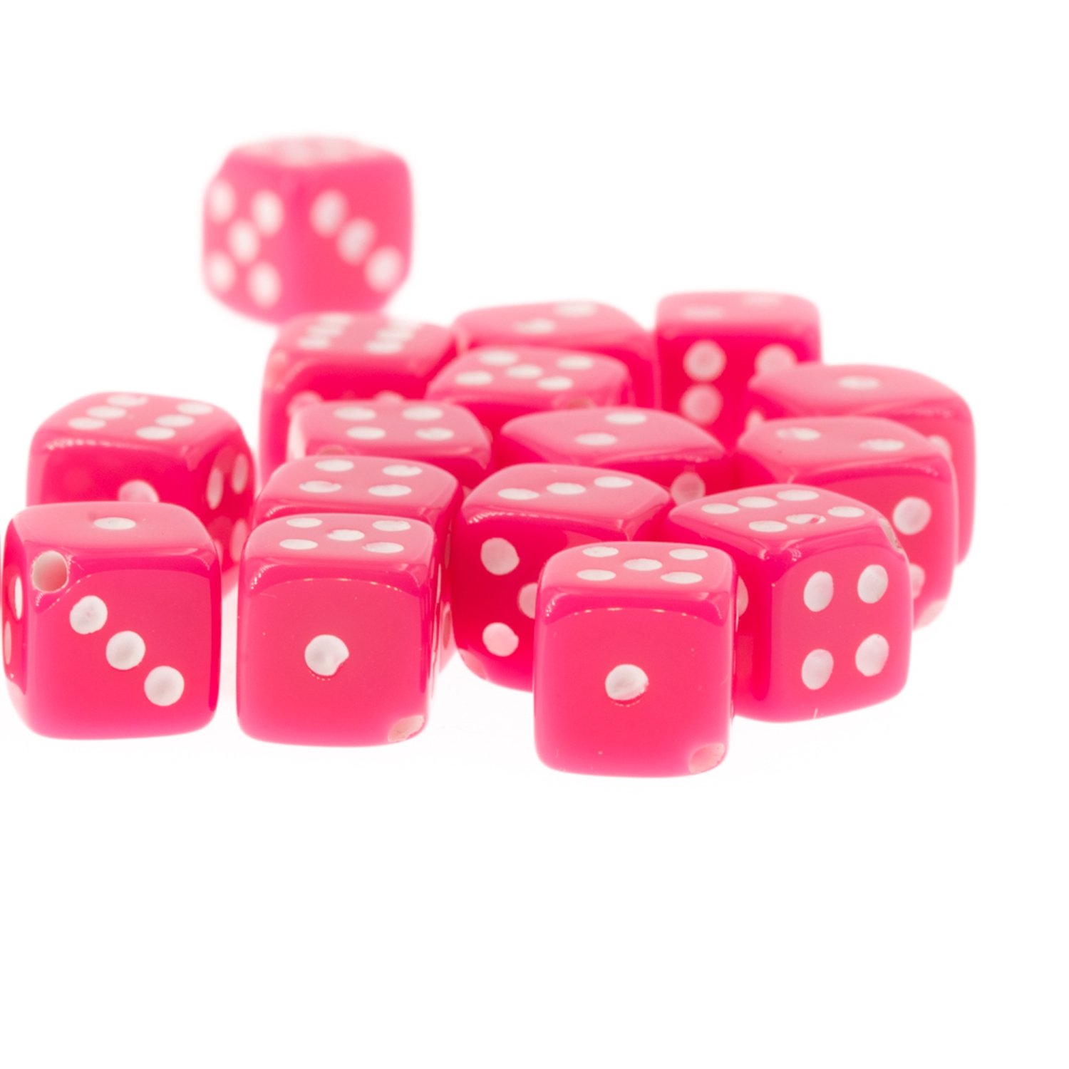 8mm Dice bead - neon pink Opaque, in