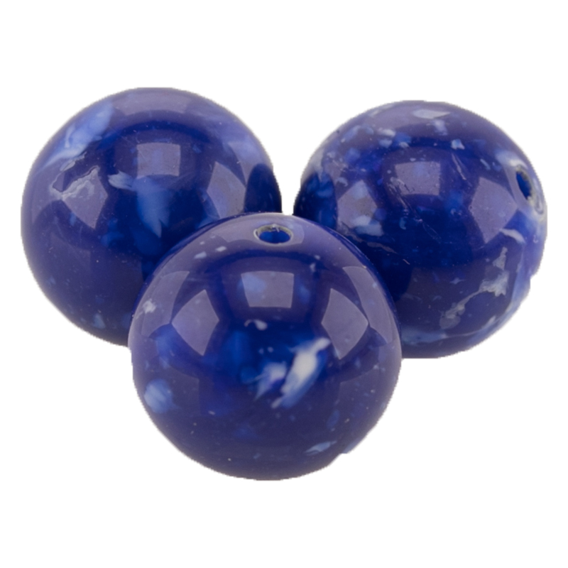 10mm Rundperle in  marine blau dots Marmor