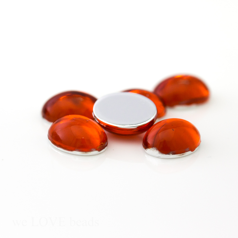 14x10 Oval Cabochon  - orange Translucent, Mirror,