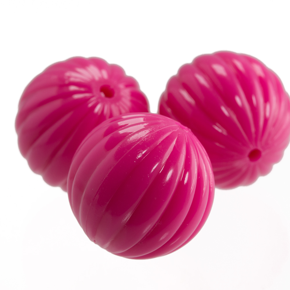 12mm grooved Round  Beads in azalea pink