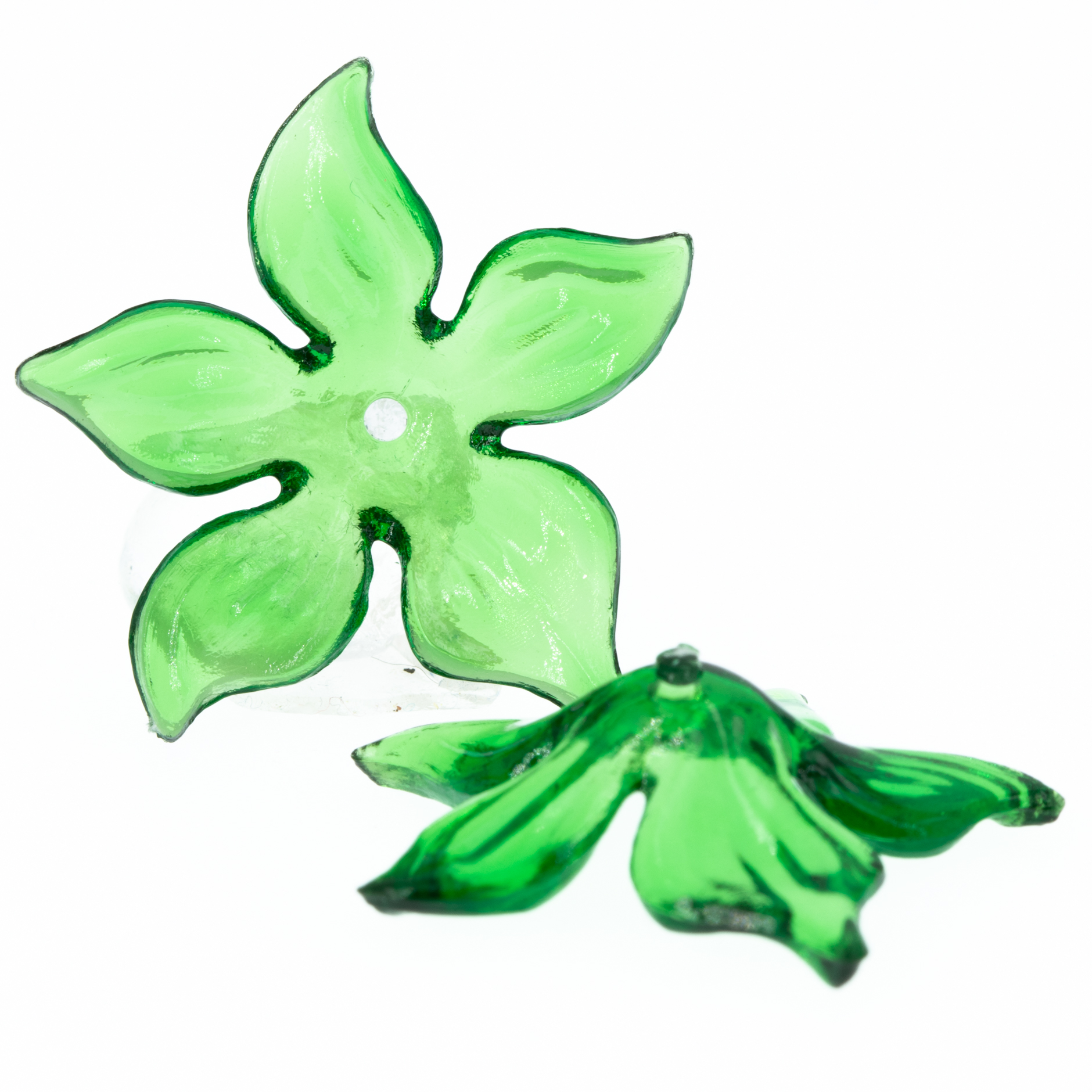 30mm Blume Perle in blaugrün Transparent