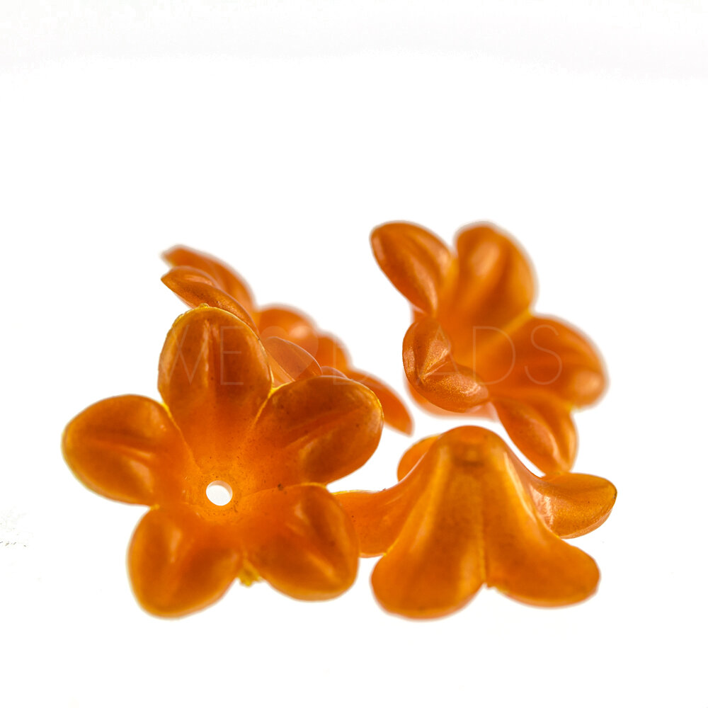 14mm Flower Beads in orange