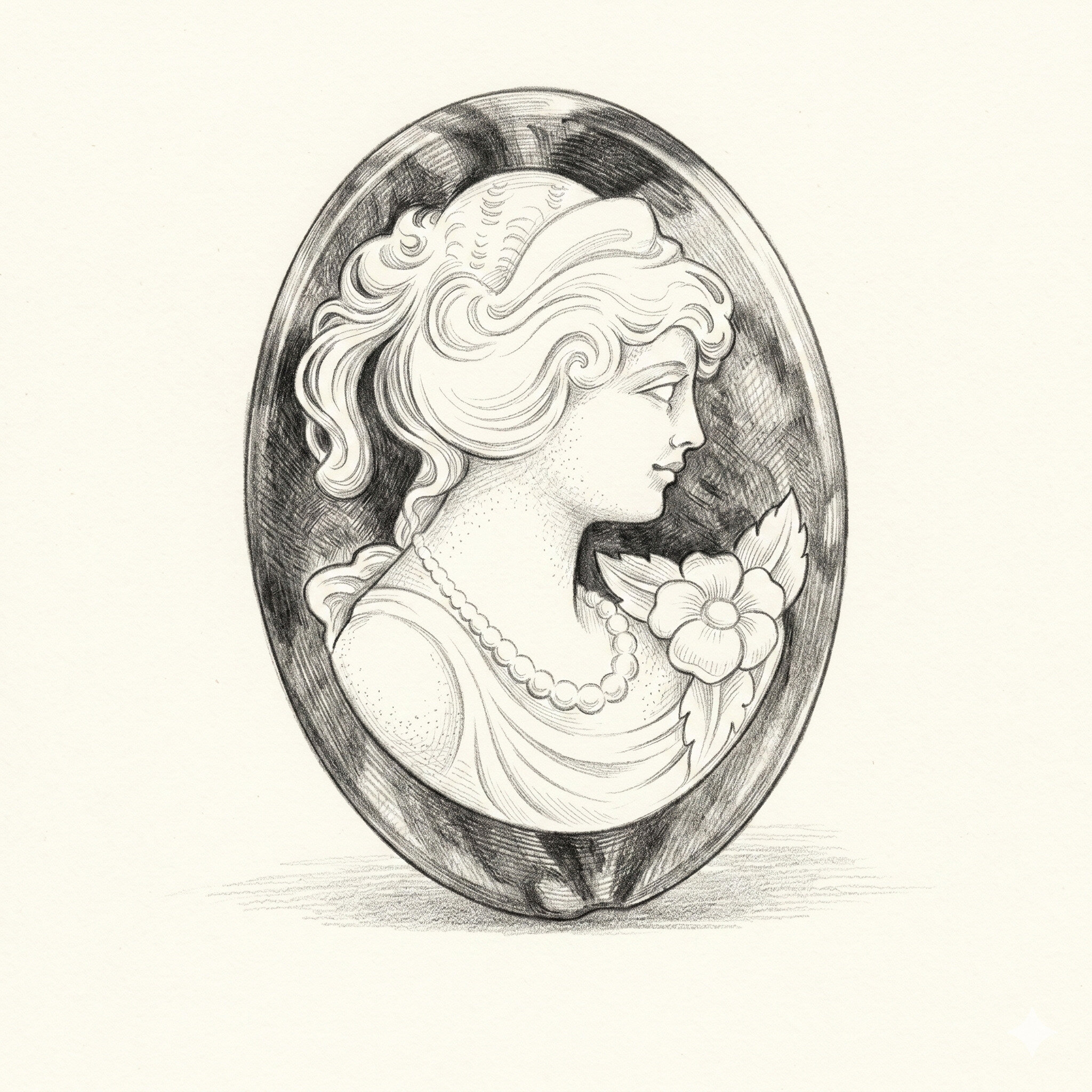 Kamee "Mädchen mit zopf" oval in