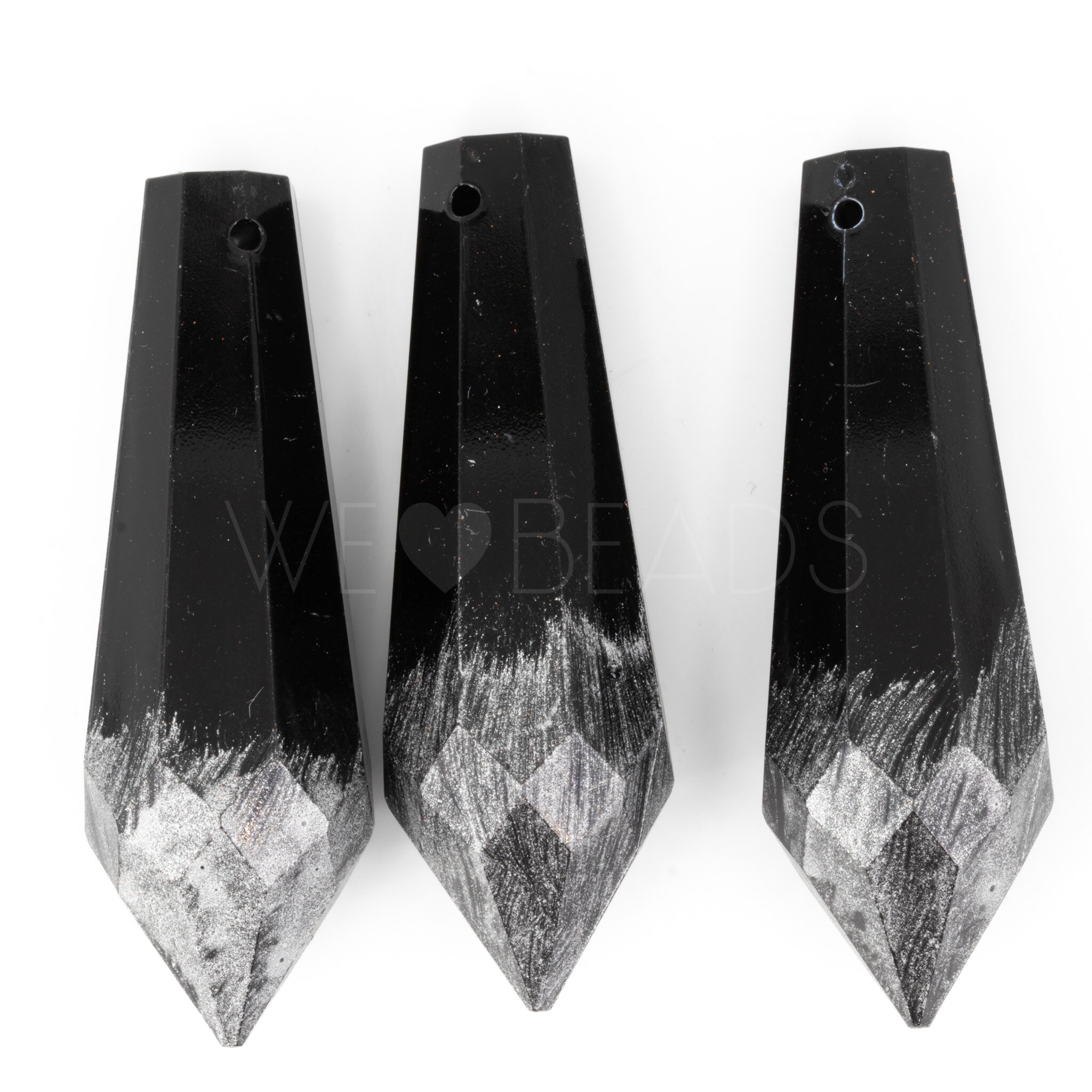 63x21 Tropfen Anhänger in Schwarz-silber