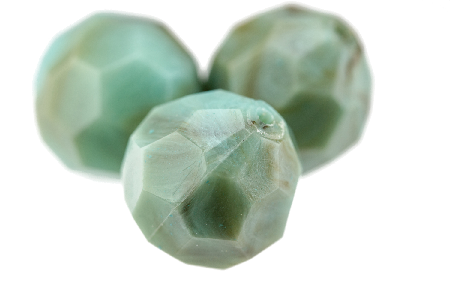 10mm  facettierte Rundperle in  türkis Marmor