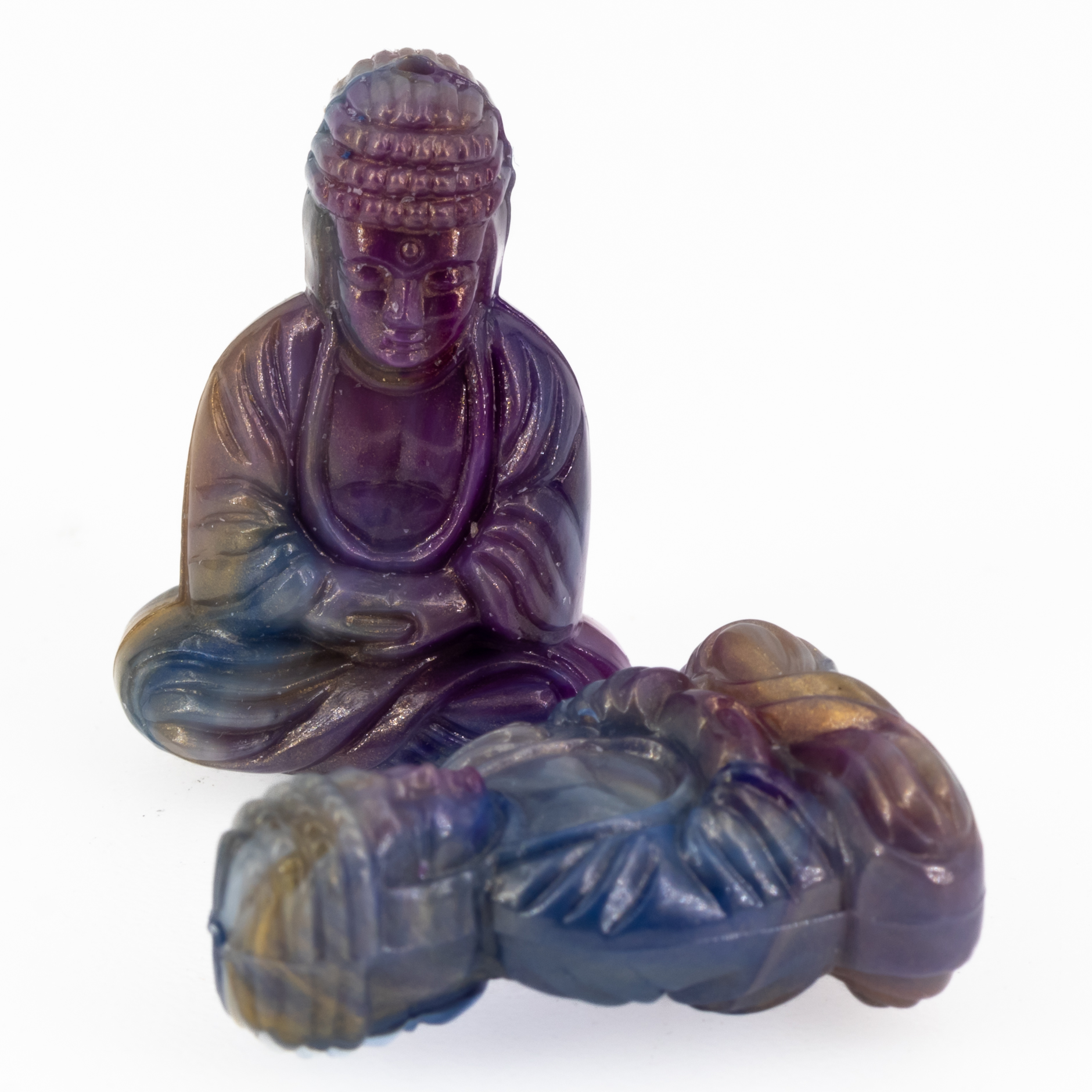 25x18 Buddha-Perle sitzend in lila jade  Marmor