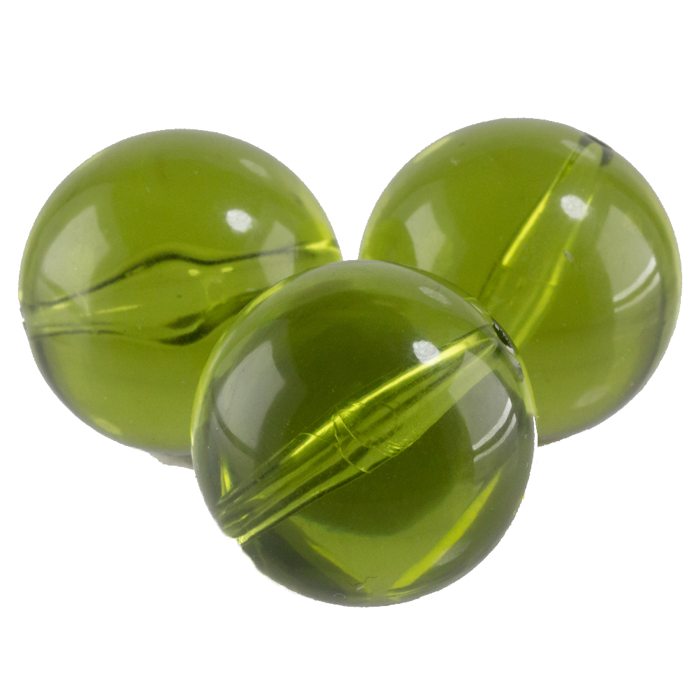 14mm Rundperle in  schlammgrün Transparent