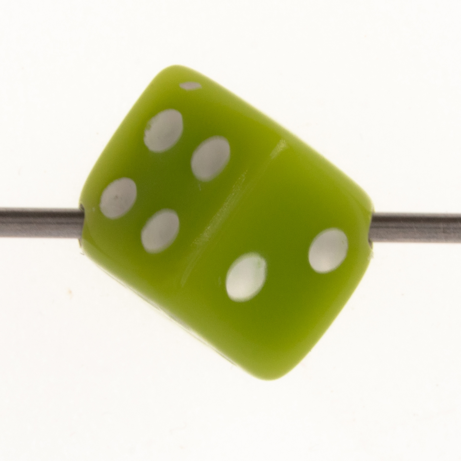 8mm Dice bead - lime green Opaque, in