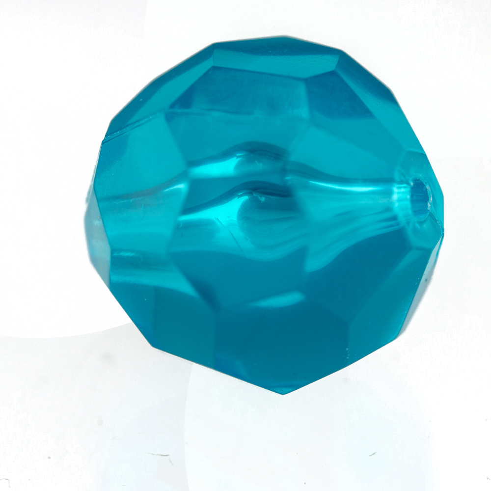 14mm  facettierte Rundperle in  aquamarine Transparent