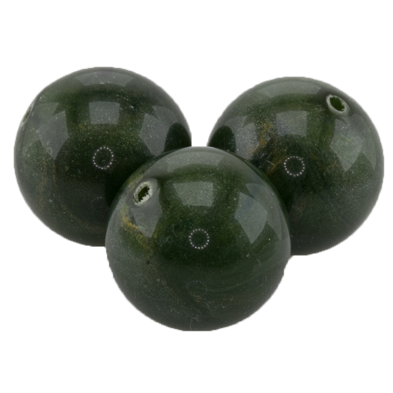 12mm Rundperle in  schwarzwald grün  Seide