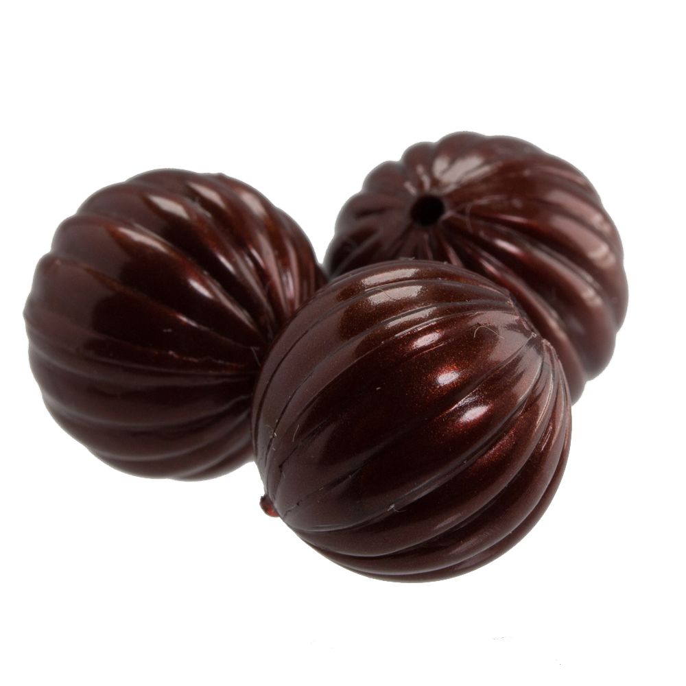 14mm grooved Round  Beads in marsala red