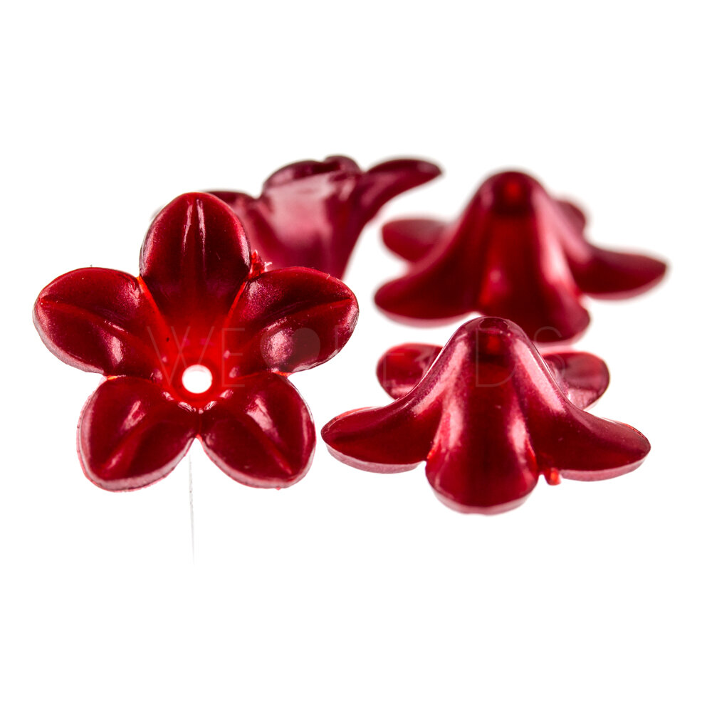 14mm Flower Beads in chrysanthemum red