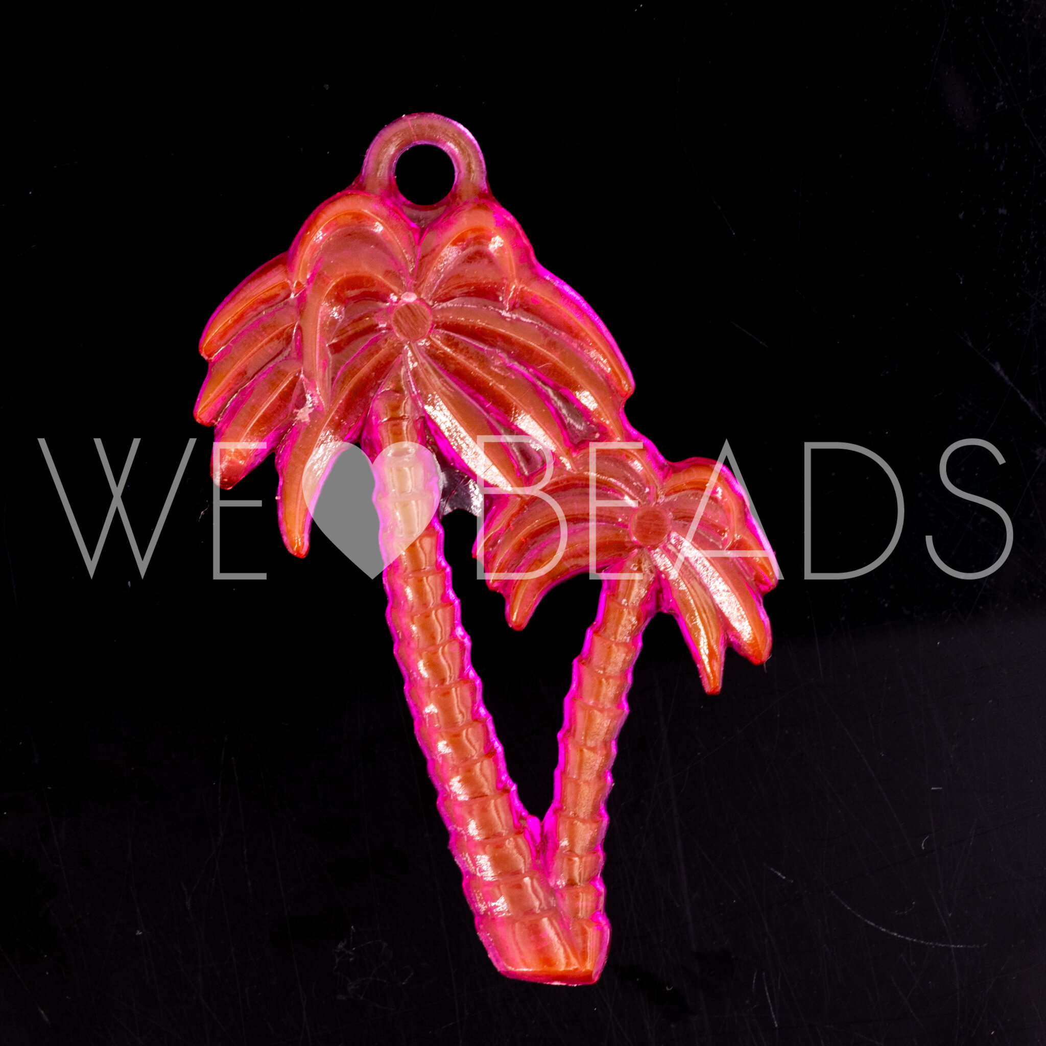 42x28 Palme Anhänger in himbeerrosa neon Transparent
