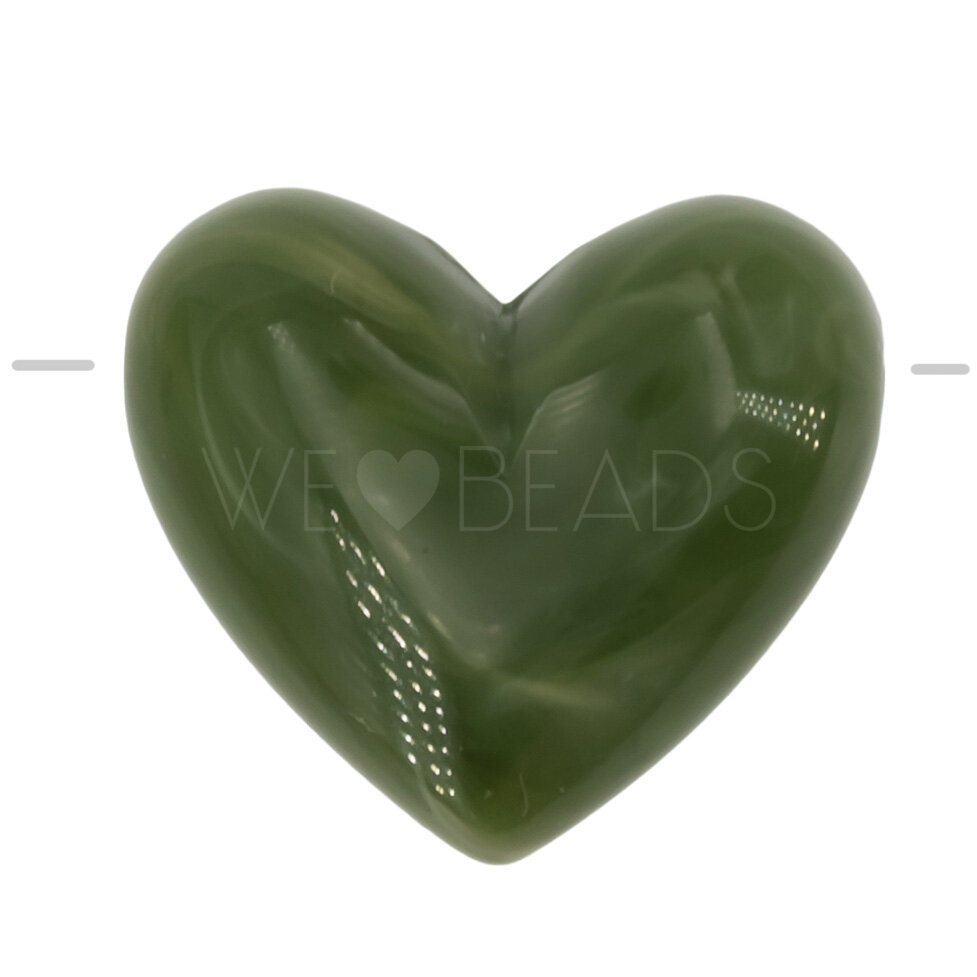 18mm Heart Beads in dark jade