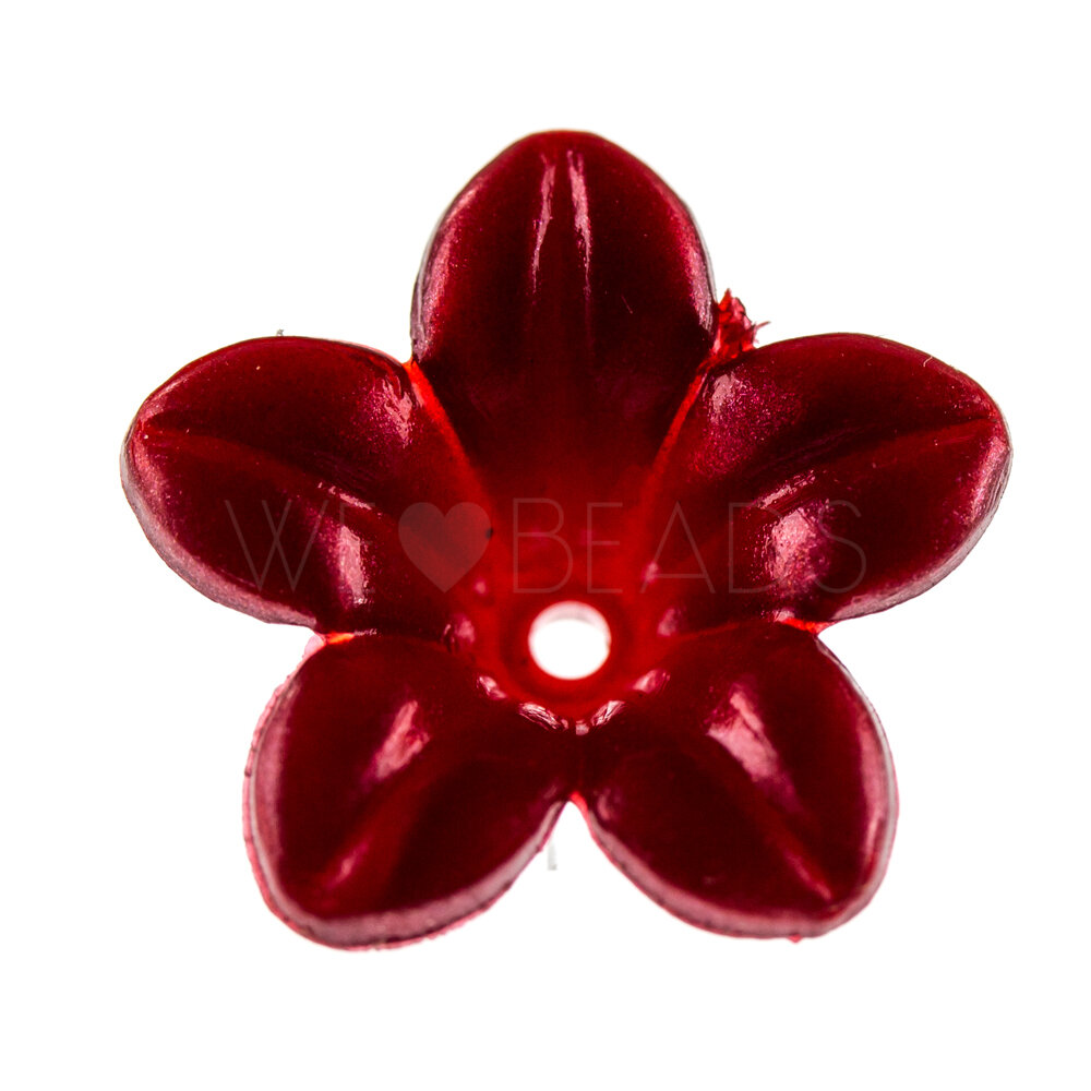 14mm Flower Beads in chrysanthemum red